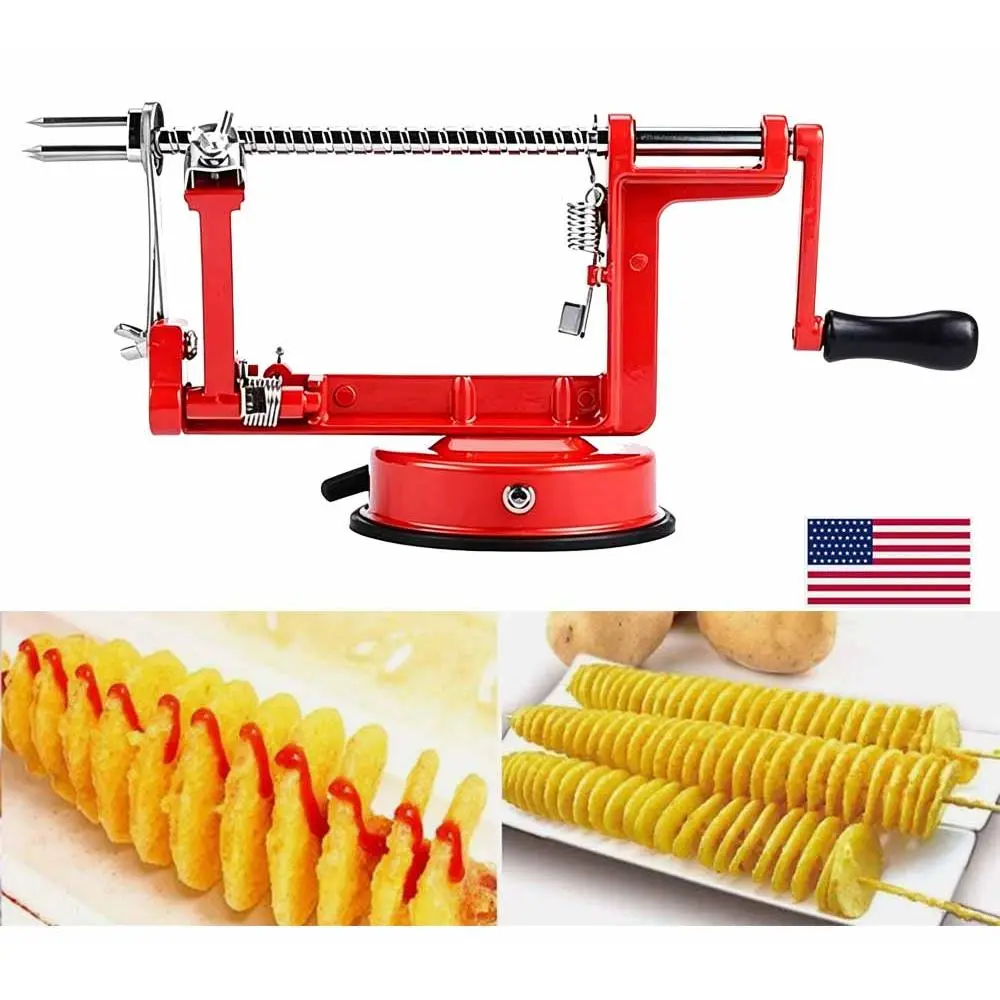 3-in-1 Hand Crank Fruit Peeler Corer Slicer, Stainless Steel Apple Potato Peeling Machine with Strong Suction Base, Rustproof Heavy Duty Kitchen Cutter for Fruits Vegetables Salad Prep