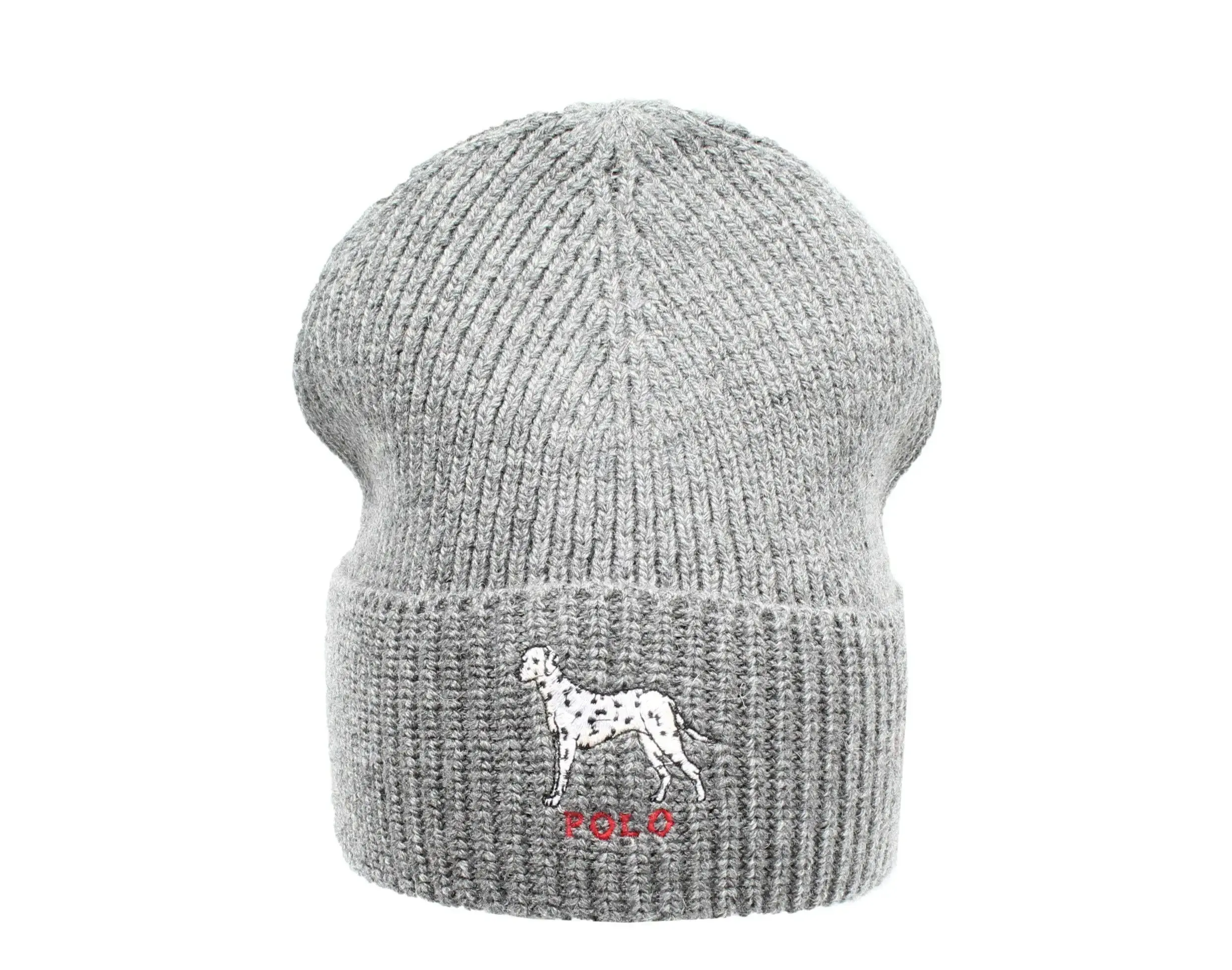 Polo Ralph Lauren Dalmatian Dog Knit Cuffed Beanie Hat in Charcoal | Cap