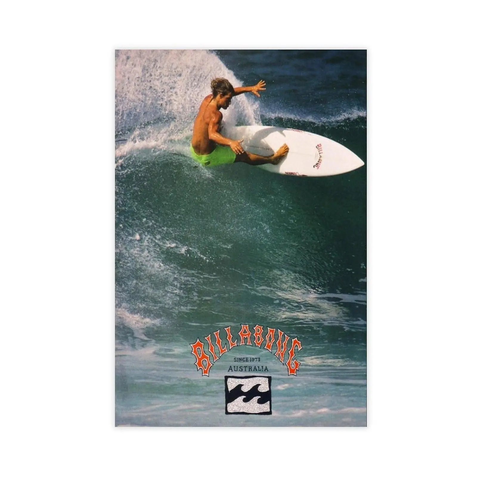 Haokelai 1990 BILLABONG Surfing Canvas Art Poster Eco-Friendly Fade-Resistant Waterproof Wall Decor for Living Room & Bedroom