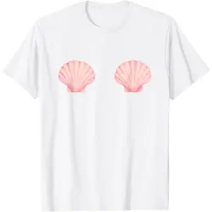Humorous Pink Seashell Bikini Top for Beach Summer Costume and Casual Wear