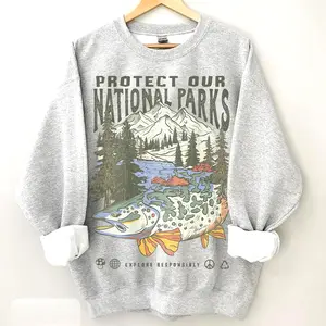 90s National Parks Unisex Sweatshirt Granola Girl Shirt Respect the Local Wildlife Pullover Hiking Camping Clothes Wande Hoodied Warm Cotton Hoodies
