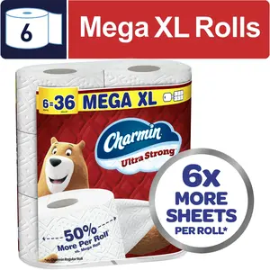 Charmin Ultra Strong Toilet Paper 6 Mega XL Rolls, 330 Sheets Per Roll