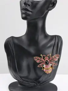 1PC Vintage Luxurious  Handcrafted Bee Brooch Badge, Medium Design, Classic Insect Rhinestone Pin, Jewelry