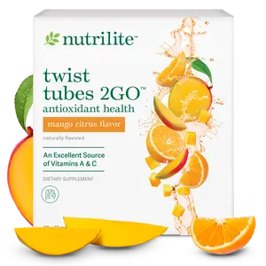 Nutrilite Twist Tubes 2GO Antioxidant Health Mango Citrus 20 Tubes Vitamin C & A Powder for Daily Hydration & Wellness Support Portable Drink Mix - Healthcare