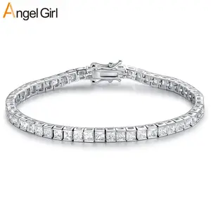 3*3 square stone tennis bracelet with figure-eight clasp, copper bracelet, fashionable and popular bracelet for men and women