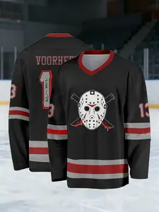 Friday the 13th #13 Men’s Hockey Jersey – Lightweight Long Sleeve Hockey Shirt, Retro Horror Style, Perfect Gift for Hockey Fans