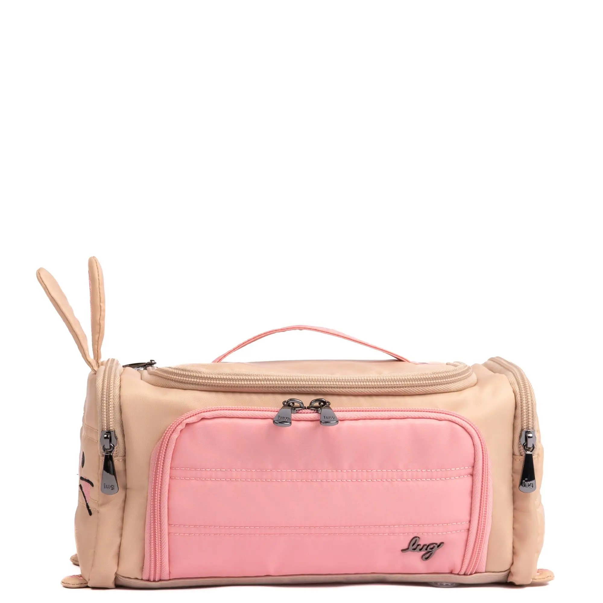 Lug Cute Polyester Makeup Bag with Top Handle, Front Zip Stash, Trolley-Friendly Cosmetic Case