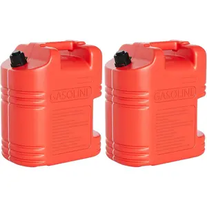 GARVEE 5 Gallon Gas Can 2 Pack - Heavy-Duty, Durable Spill-Proof Fuel Containers for Gasoline & Diesel with Visible Fuel Gauge Stripe and Easy Pour Spout, Portable Red Transfer Tanks for Fuel Storage