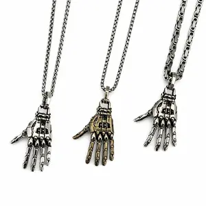 2026 New Cyberpunk Style Movable Joint Mechanical Hand Pendant Necklace | Also Usable as Keychain | Mechanical Style | Hip-Hop Style | Biker Style | Party Jewelry | Ideal Gift Choice