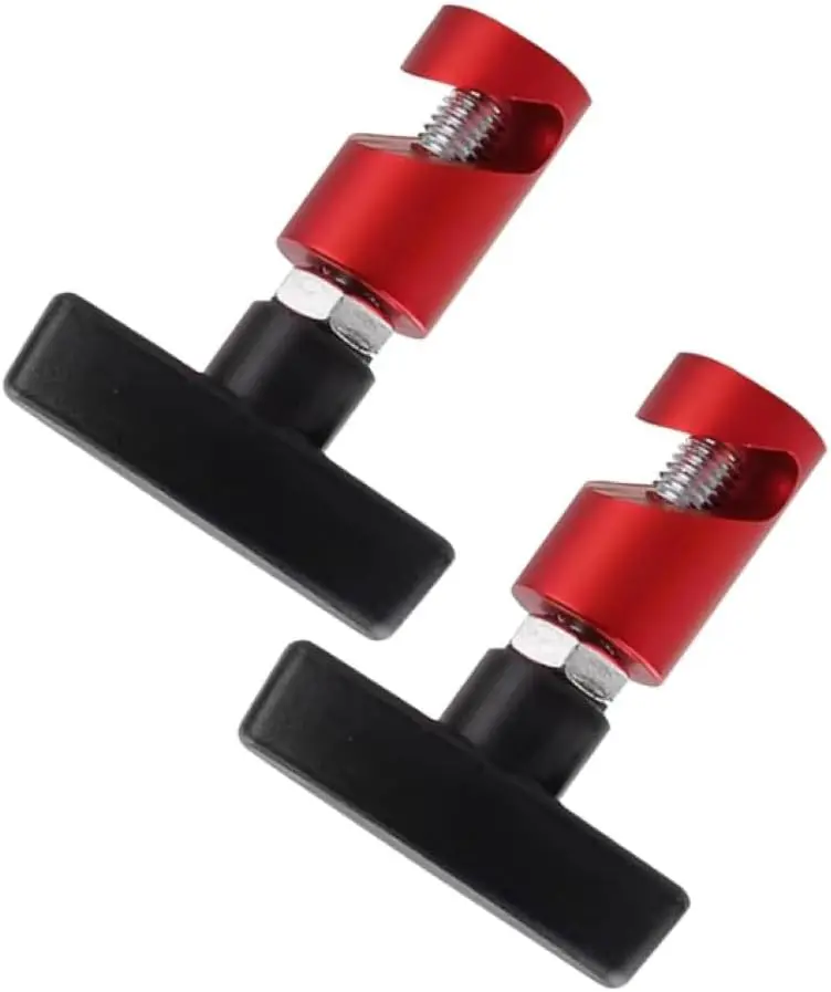 2 PCS Hood Lifting Strut Clamps, Aluminum Alloy Hood Prop Rod Tool, Multi-purpose Lift Support Rod Retainer Clamps, Universal for Most Cars, Trucks, SUVs (Red)