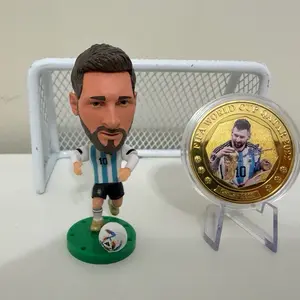 World of soccer Lionel Messi Argentina Qatar wc 2022 figurine and coin