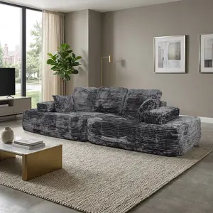 [2 packages shipped] 110 inch Corduroy fabric high-density sponge boneless sofa multiple combination methods ergonomic suitable for various scenarios compressed sofa No need to assemble segmented sofa kit, flexible configuration