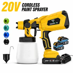 20V Cordless HVLP Paint Sprayer Gun, Adjustable Flow Control, 4 Nozzles, 3 Spray Patterns for Furniture, Walls copper