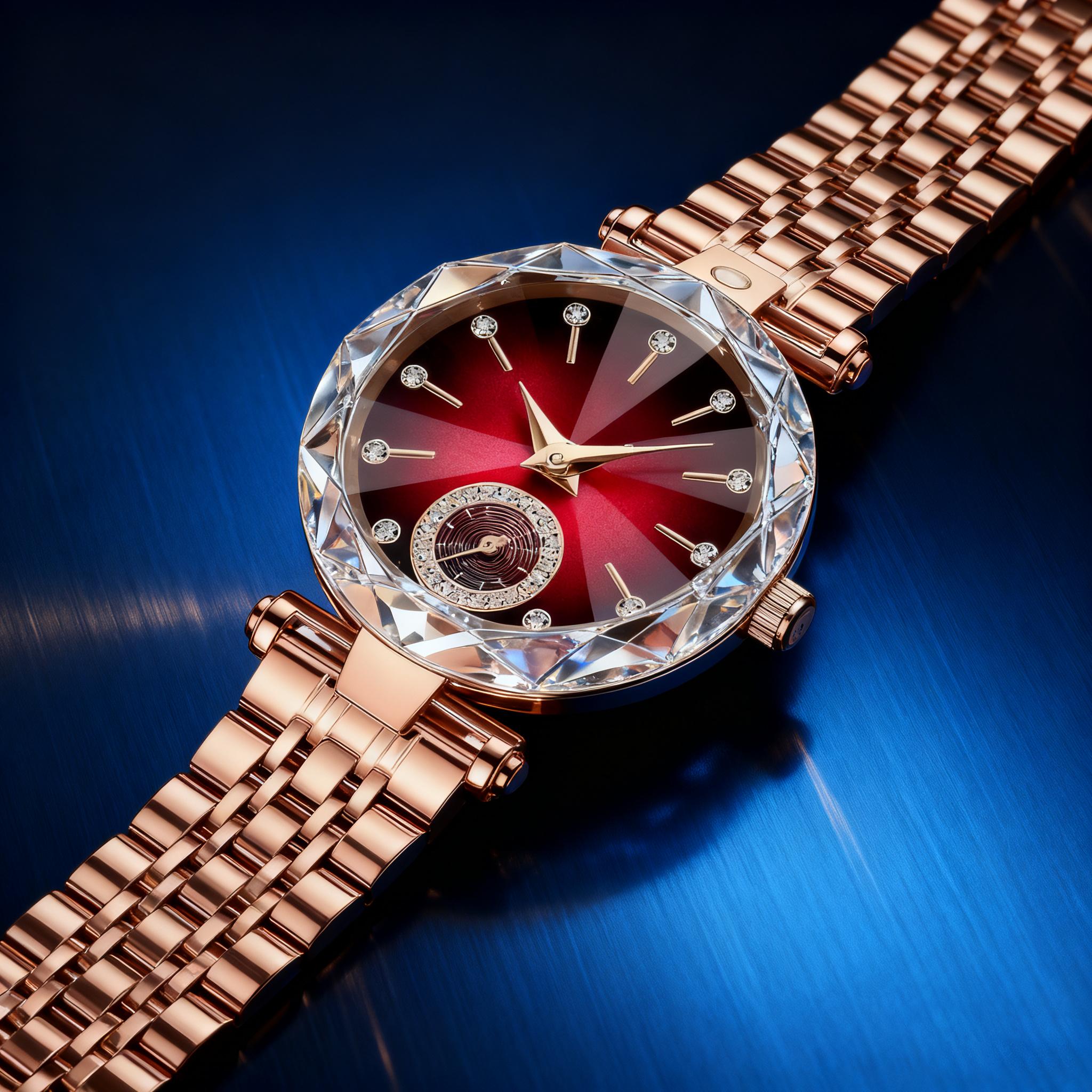 [Mother's Day Gift] Women's Rose Gold Tone Bracelet Watch With Geometric Sparkling Bezel  Elegant Jewelry Style