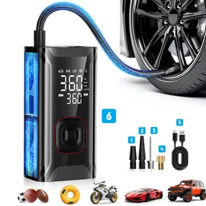 Portable Tire Inflator Air Compressor, Mini Car Tyre Pump with Digital Pressure Gauge, Battery Powered Cordless Bike & Motorcycle Pump, Vehicle Tire Inflator