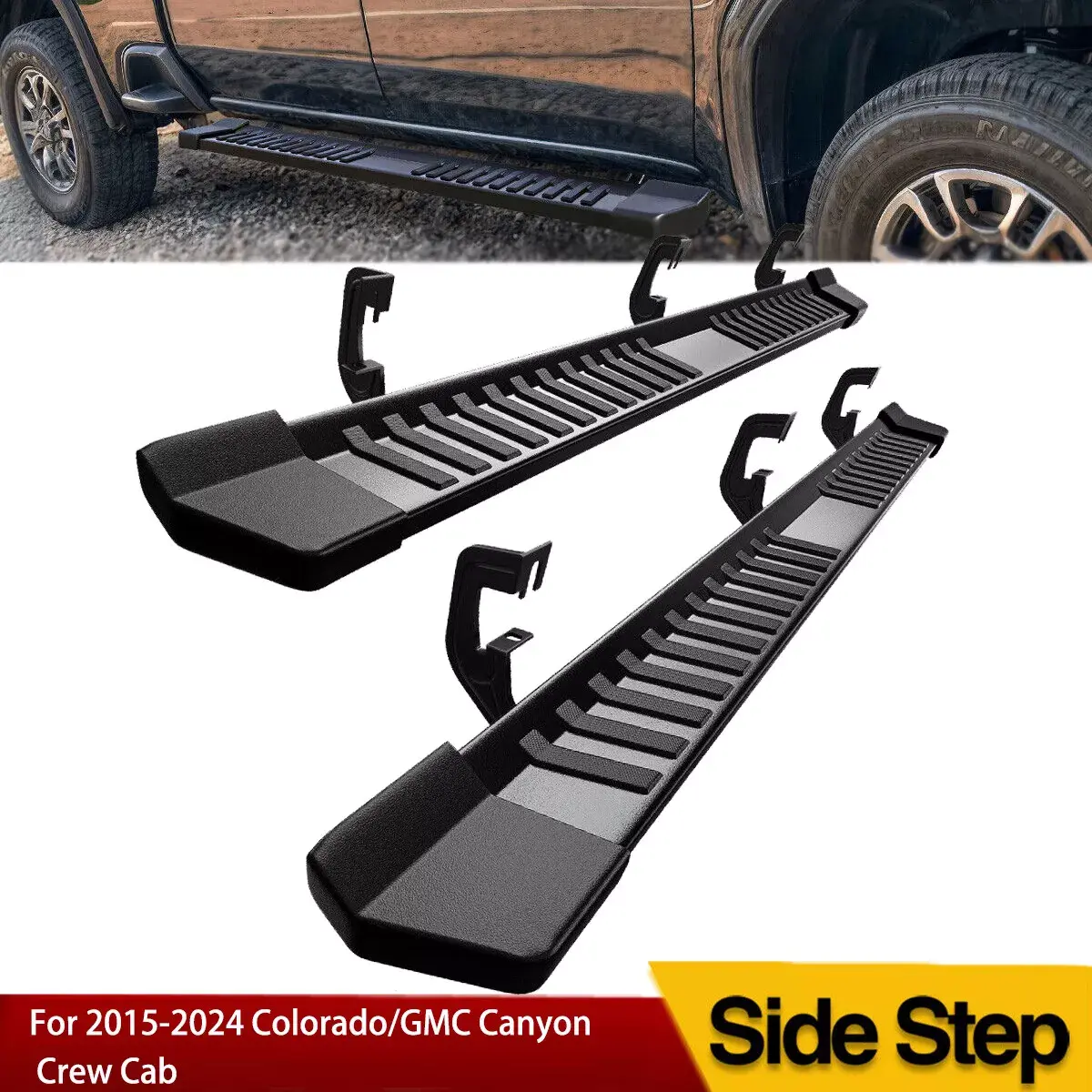 OEDRO 6 Inches Running Boards Replacement for 2015-2025 Chevy Colorado/GMC Canyon Crew Cab, Side Steps Textured Black Nerf Bars