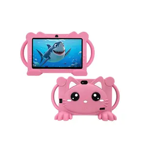 7 Inch Android Tablet, Cute Cat Design Toddler Tablet with Parental Control Function, Soft Silicone Tablet for Kids, Best Birthday Gift