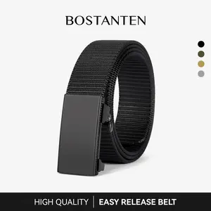 BOSTANTEN Ratchet Web Belt Men, Nylon Golf Adjustable Easy Release Belt for Men Work Men's Belt with Casual Pants Synthetic Waistband