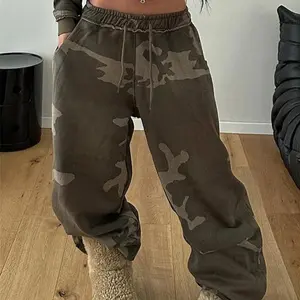 Women's Camo Print Drawstring Waist Jogger Pants, Casual Pocket Trousers for Daily Wear, Ladies Bottoms for All Seasons Can be used with raincoat