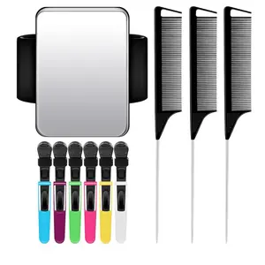 for Stylists and Braiders, Magnetic Gel, 3 Rat Tail Combs, 6 Plastic Clips, Wrist Strap, Black