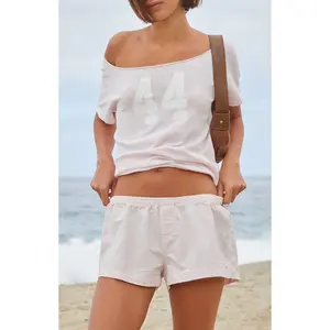 John Galt Women's Pink Striped Keira Pajama Boxer Shorts