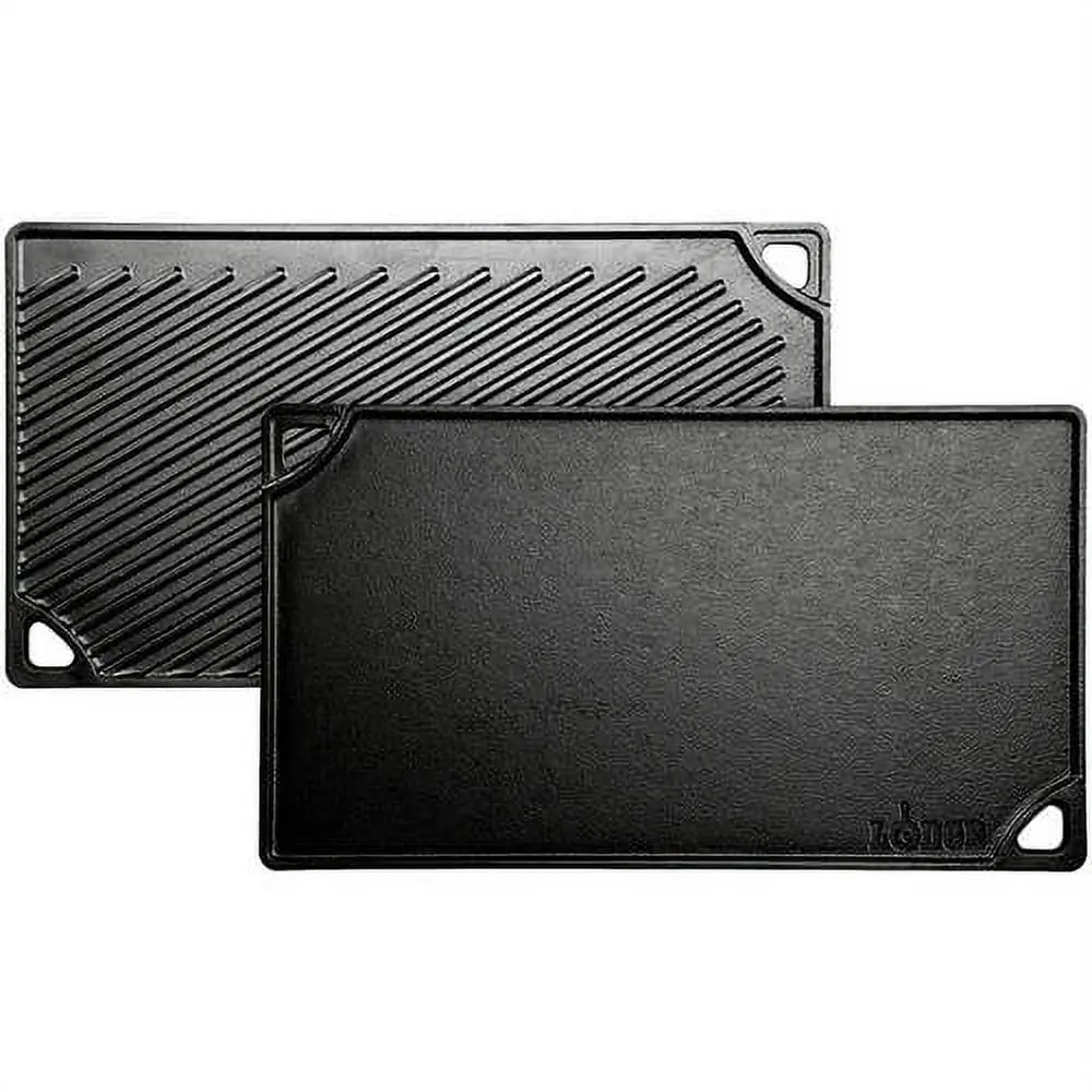Lodge Cast Iron Seasoned Double Play Reversible Grill/Griddle, Black