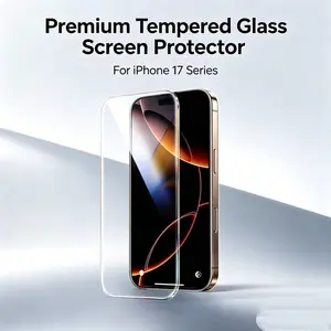 New Full Transparent Cut Edge Dust-Proof High Definition Tempered Glass Film for Apple 17/16/15 Pro Max, No Border, iPhone 16 17 Pro Screen Protector