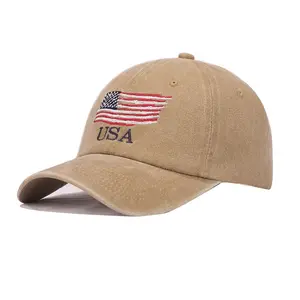 Khaki USA Flag Denim Baseball Cap *Final Sale*