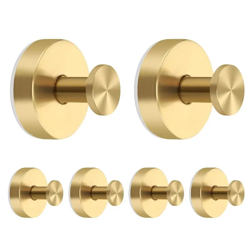 6 PCS Heavy-Duty Vacuum Suction Cup Hooks, Shower Hook, Suction Hooks For Shower Wall, 10-second installation, Gold Strong Suction Stainless Steel Hooks, Load Capacity 5 kg, Waterproof & Rust-Proof Matte Holders, Suitable for Sponges, Bathrobes