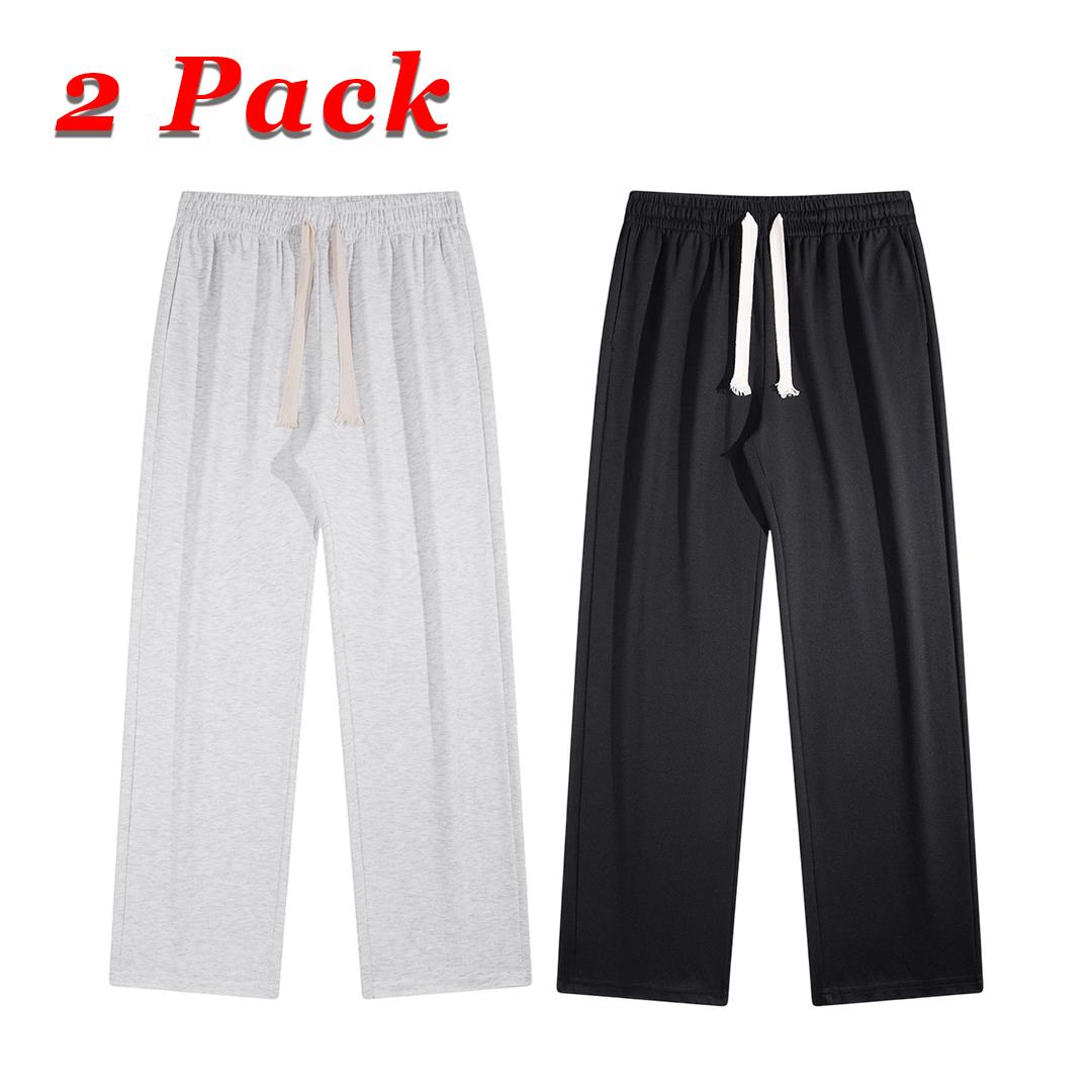Men's 6-Piece Solid Color Drawstring Casual Long Pants, Street Style Loose Fit Sports Pants