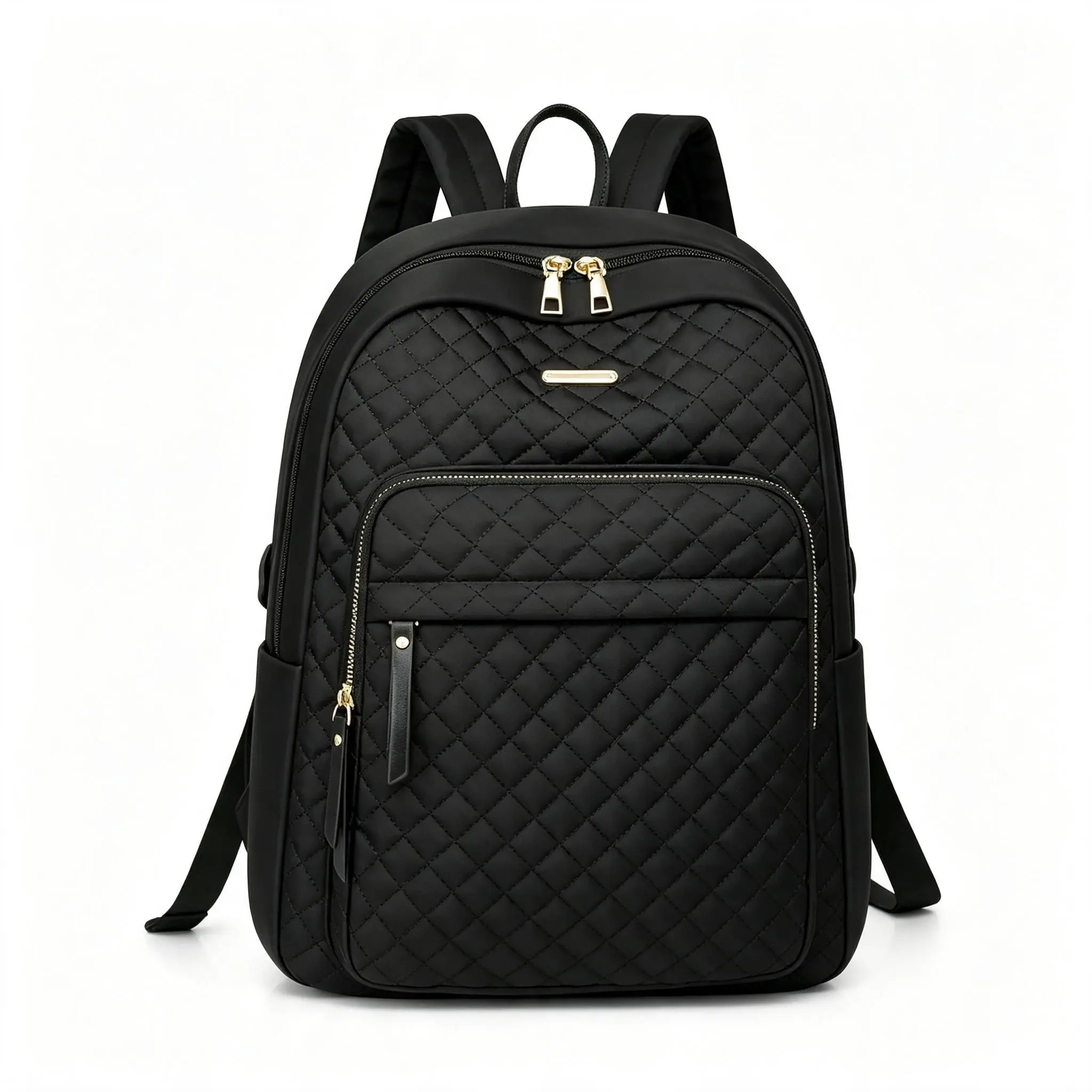 1pcs Waterproof Nylon Diamond Quilted Backpack for Women - Lightweight Multi Layered School Bag, Girly Fashion Versatile Daypack for Teen Girls College Students