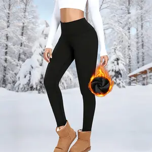 Women's Warm Fleece-Lined High Waist Elastic Sporty Leggings, Casual Comfortable Skin-Friendly Thick Pants for Winter, Athleisure Pants, Plus Size Friendly