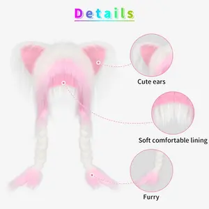 Fursuit Cat Ears Headwear - Plush Realistic Feline Ears with Pointed Ears Suitable for Halloween Cosplay Costume Party, Themed Events & Roleplay - Comfortable Fursuit Accessory for &