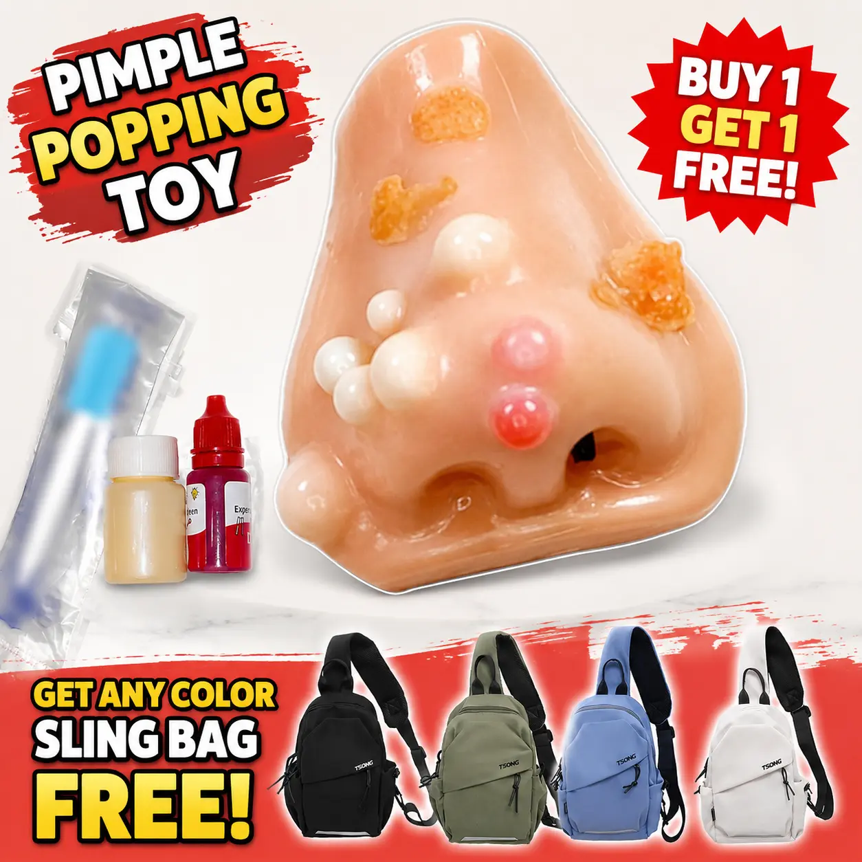 Funny Pimple Popper Spray Fidget Toy - Includes Carry Bag, Oddly Satisfying Funny Pranks Toy for Indoor Use, Beat Boredom Gag Gift for Halloween, 12+ Years Old