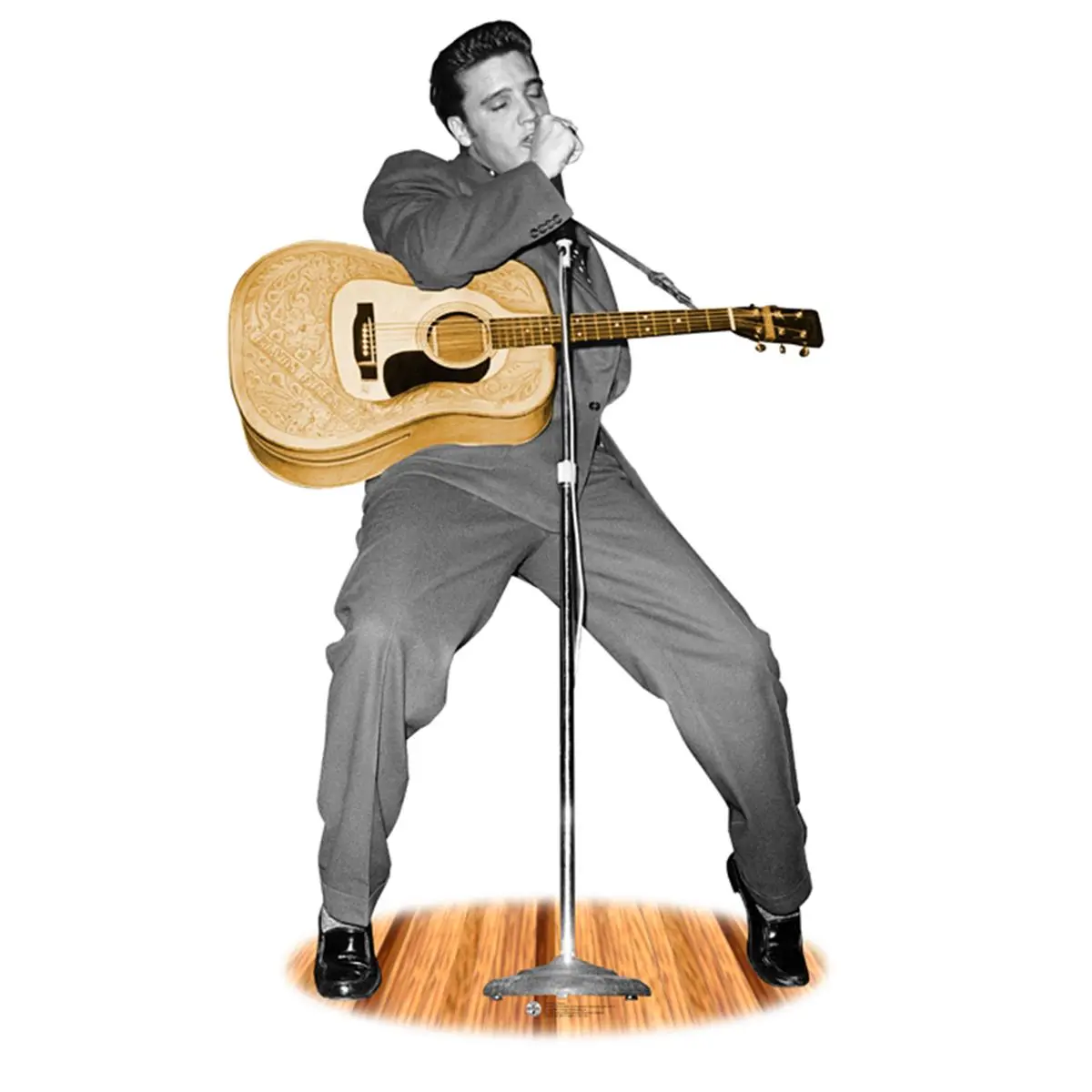 212 MAIN Elvis Presley 68 in H Life-Size Cardboard Stand - Advanced Graphics Solid Corrugated Cutout, Wall-Mounted Home Decor Accent, Motion Audio Feature, Party Decor Piece