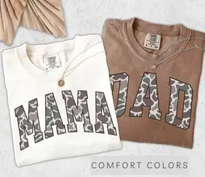 Comfort Colors Mama Dad T-shirt For Custom Matching Mom And Dad, New Mom Gift, Pregnancy Announcement, New Dad Camo Graphic Tee, Apparel Made In The USA