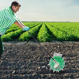 Adjustable Hand Push Seeder - ABS Material 3-15mm Seed Planter with All Assembly Accessories, 1 English Installation Diagram, 12 Nozzles, 8.82lbs Capacity, 9.45*9.45*22.83in Size for Corn, Soybean Planting in Greenhouses, Mountains