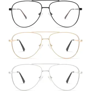 Trendy Aviator Reading Glasses for Women,Men Blue Light Blocking  Readers Retro Metal Frame AM6162