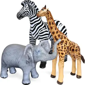 Life on earth wildlife safari inflatable 3pk giraffe zebra elephant realistic animal bundle for party decoration pool birthday africa jungle photo prop easy to inflate 1pc
