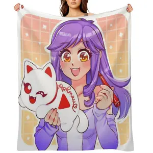 Aphmau Fleece Throw Blanket For Women Men Winter Nap Cute White Cat Checkered Print Flannel Bed Blankets Office Camping Car Home Decor Travel Air Conditioned Quilt All Seasons Soft Bedding Throws Boys Girls Christmas Gift Super Cozy Blanket