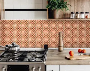 HomeRoots Peel and Stick Square Tiles - 7x7 in. Terra Cotta Red Tango, 24-Piece Set (Model 399998) for Kitchen Backsplash, Wall Tiles, Room Decor, House Decor