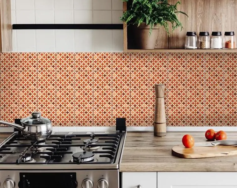 360 stand Colorful 6x6 in Square Peel & Stick Tiles Stickers, 24 Sheets Terra Cotta Red Tango Wall Tiles for Kitchen, Room Home Decor & Supplies, Decorative, Removable, Sticker Decoration, Vinyl Wall Stickers