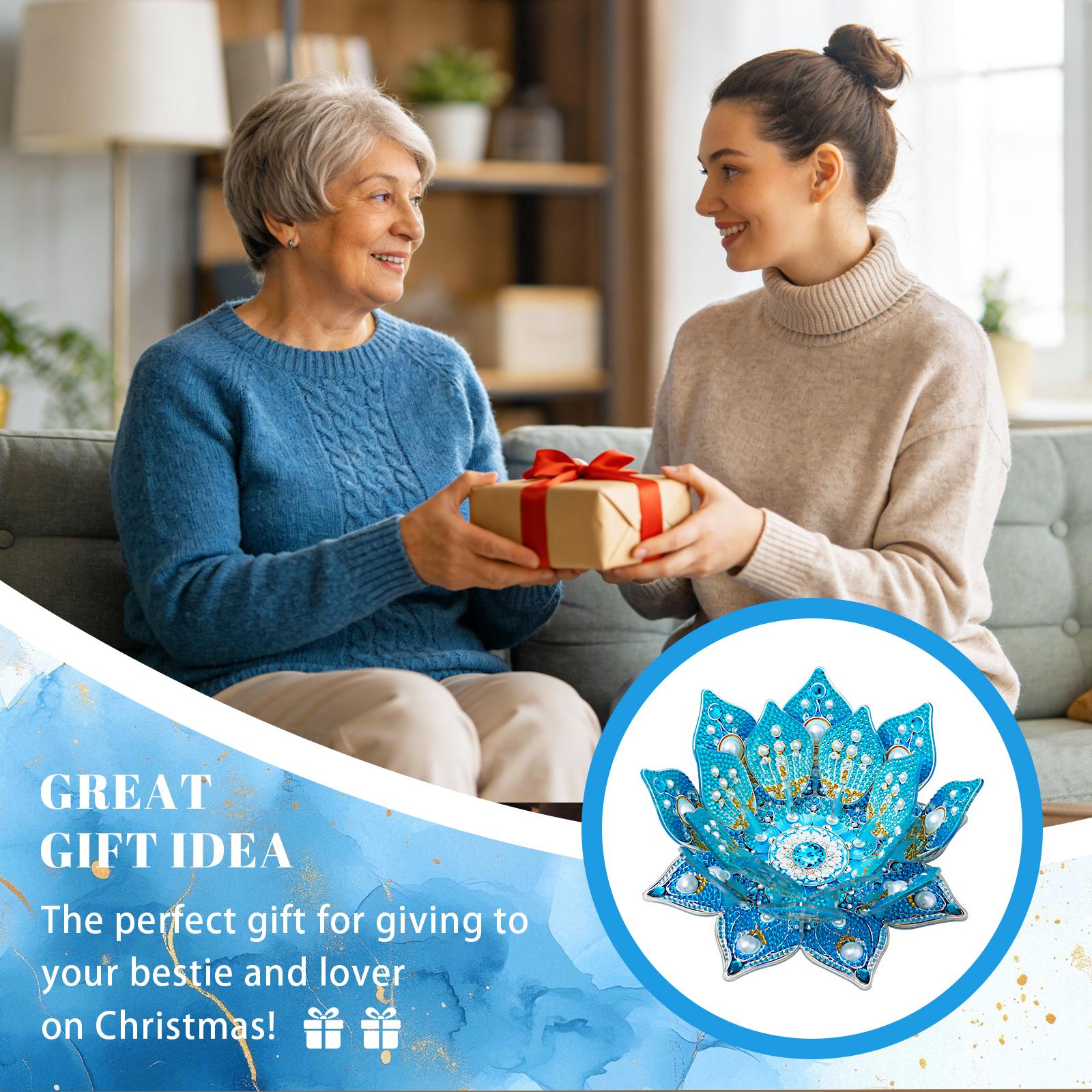 5D 3D Lotus Diamond Painting Candle Holder,2-in-1 Table Decor & Aromatherapy Candlestick, Handmade DIY Rhinestone Art,.Luxury Home Decor & Aromatherapy Accent