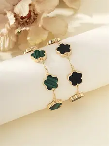 Fashion Classic Five Leaf Lucky Flower Bracelet Set, Perfect Valentine's Day Gift, Suitable for Daily Wear, Dates, Formal Events