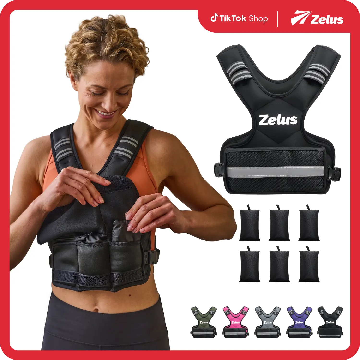 【SummerFinds】ZELUS Weighted Vests, 4-10lbs/11-20lbs/20-32lbs Adjustable Workout Weighted Vest with 6 Ironsand Weights for Men&Women: Motivational Walking, Running,Rucking,Strength Training #TikTokShopDealsforYouDays #SummerWins
