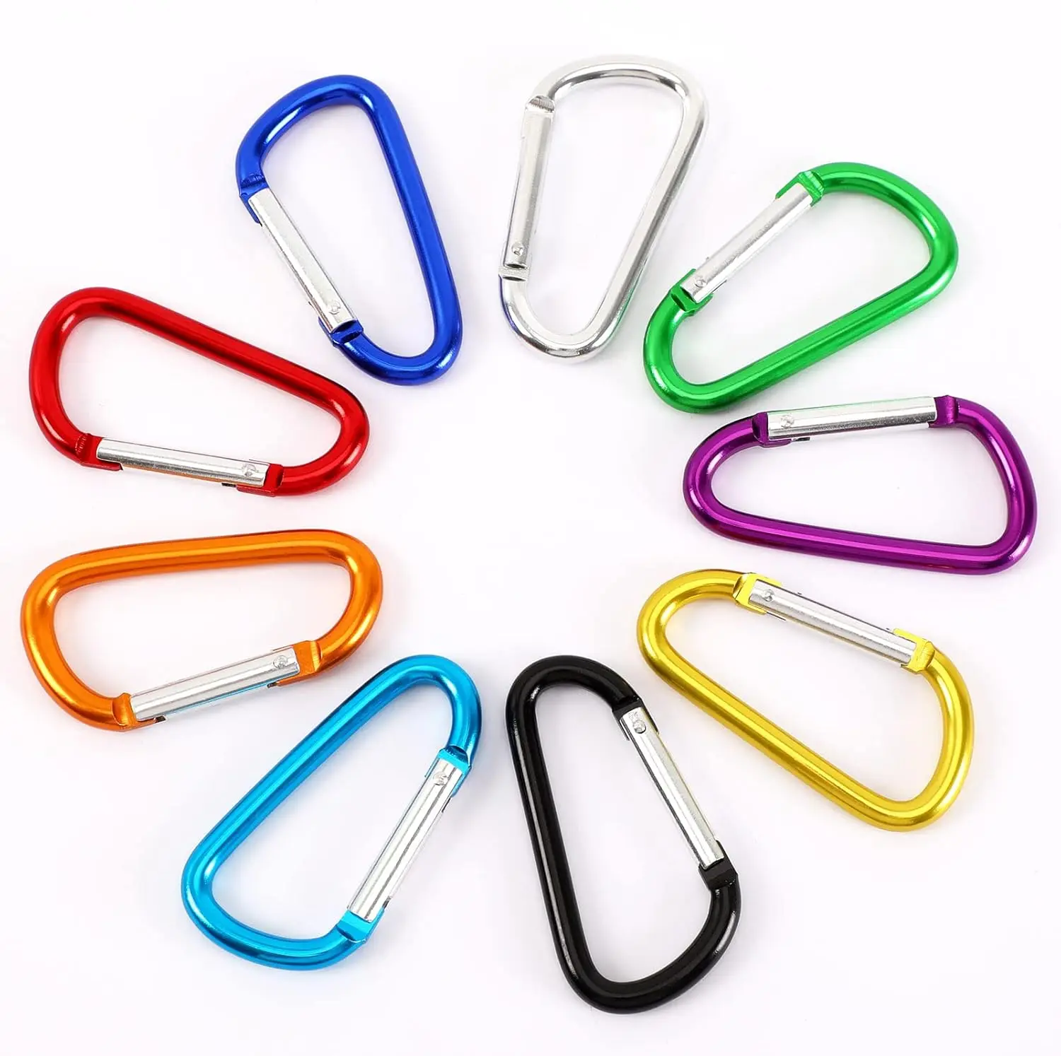 30 Pcs D-Shaped Aluminum Alloy Locking Spring Hooks, 3-in Heavy-Duty Keychain Clips with Secure Hold, Sturdy Outdoor Gear Attachments, Carabiner for Leash