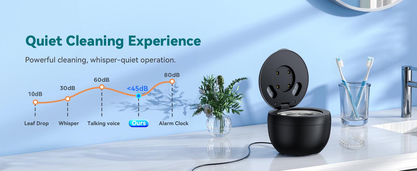 Dental Ultrasonic Retainer Cleaner Machine - 45kHz Dental Cleaning Pod with 304 Stainless Steel Tank, UVA & UVC, Digital Timer & 200ML Capacity for Dentures, Aligners, Braces, Mouth Guards, Night Guards, Toothbrush, Jewelry and more, Home and Travel Use