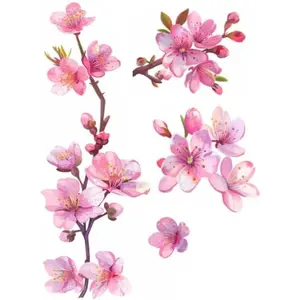3 PCS Pink Cherry Blossom Car Decal Sticker, Sakura Blossom Flower as Pink Flower for Window, Bumper, Mirror, Japanese Watercolor Pink Cherry Car Decal, Flower Decals Waterproof (3)