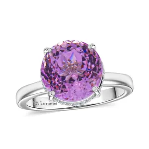 AAA Patroke Kunzite and GH SI Luxuriant Lab Grown Diamond 5.50 ctw Hidden Halo Ring in Rhodium Over Sterling Silver Size 8 Christmas Gifts