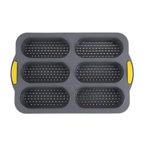 1 Piece food-grade silicone 6-cup bread pan; made of food-grade silicone, perfect for making delicious French bread; heat-resistant, non-stick, and ideal for baking hot dog buns; silicone baking mold suitable for hot dog buns, microwave-safe, oven-safe